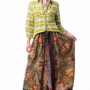 NWT Aratta Silent Journey Beatrice Maxi Shirt Top with Floral Paisley Maxi